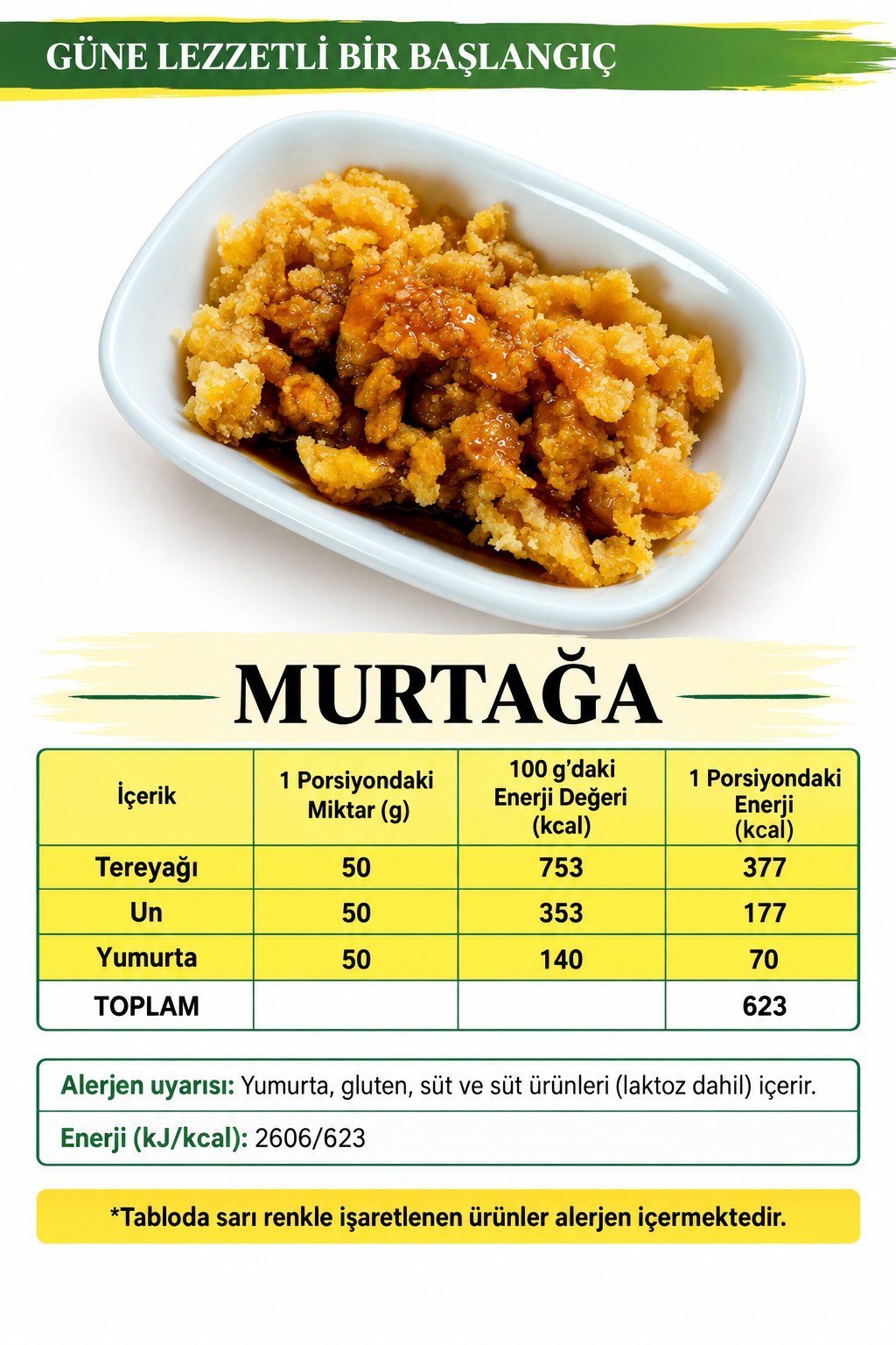 Murtağa içerik ve kalori tablosu